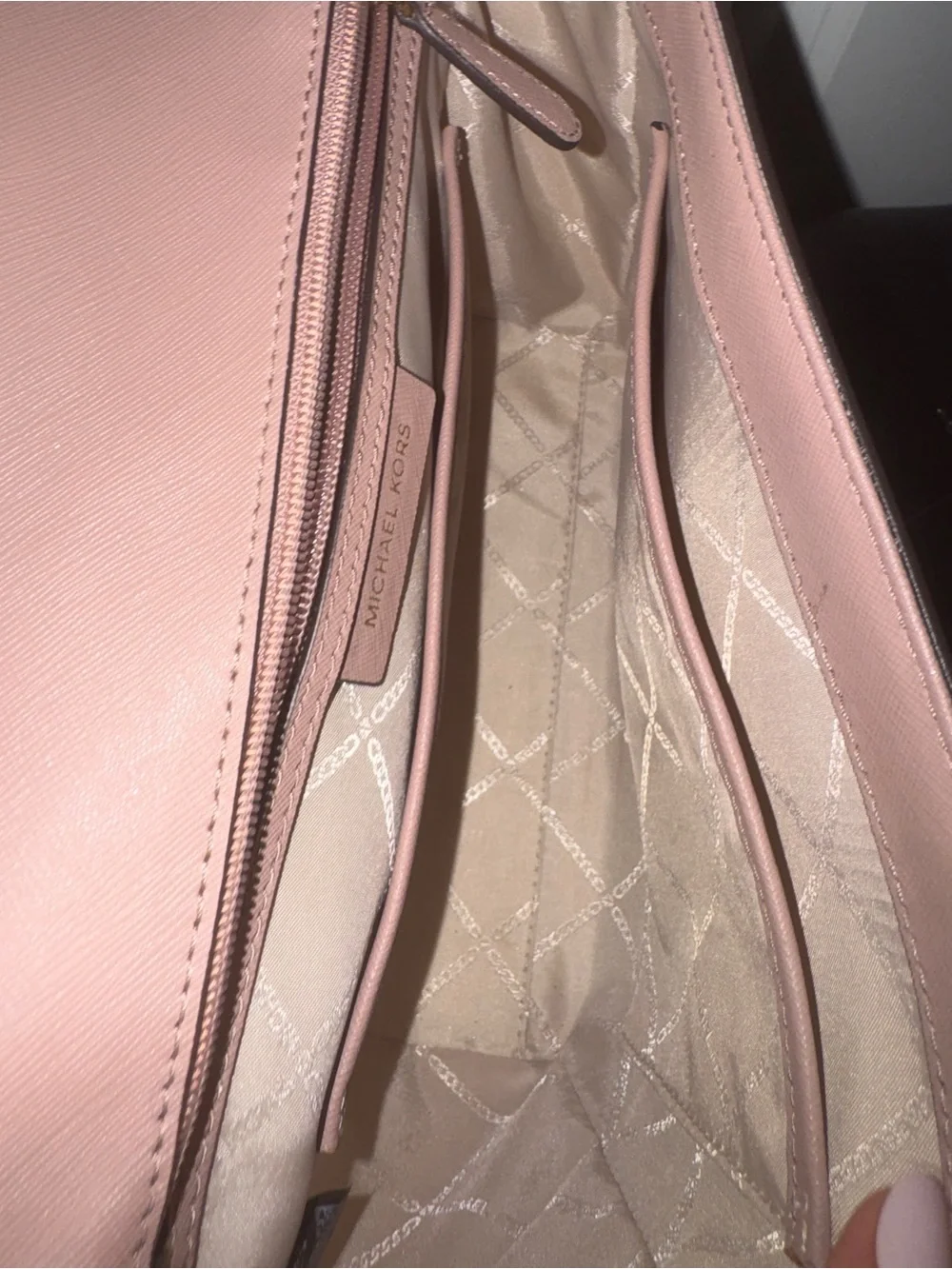 Michael Kors Blush Saffiano Leather Satchel with Gold Hardware